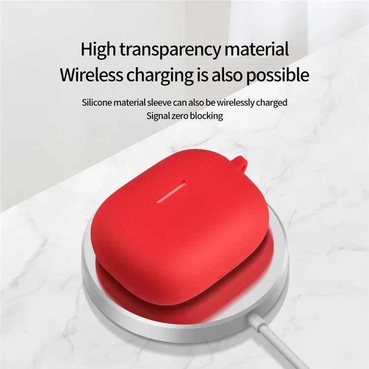 Para Realme Buds T300 Silicone Case Dustproof Earphone Cover Bluetooth Headset Sleeve with Buckle - Vermelho