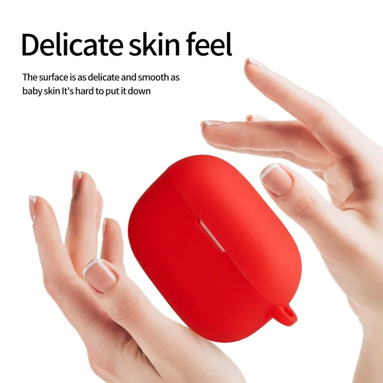 Para Realme Buds T300 Silicone Case Dustproof Earphone Cover Bluetooth Headset Sleeve with Buckle - Vermelho