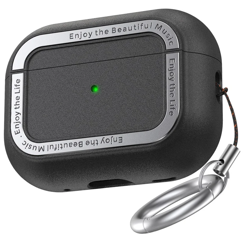 AHASTYLE JY09 Per AirPods Pro 2 Cover Protettiva in TPU+Lega di Alluminio Tipo Split Custodia per Auricolari - Nero
