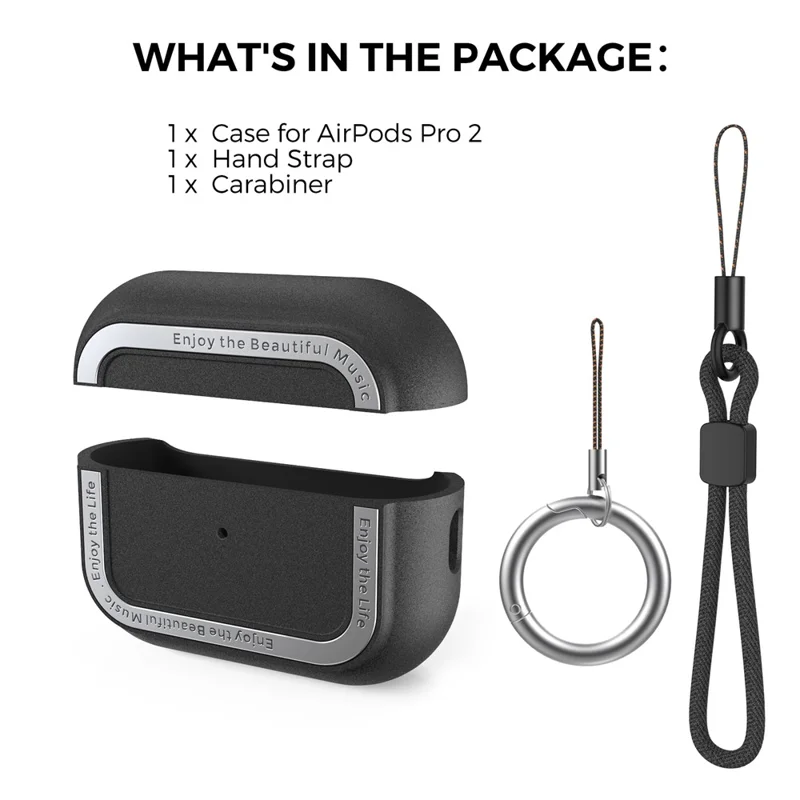 AHASTYLE JY09 Per AirPods Pro 2 Cover Protettiva in TPU+Lega di Alluminio Tipo Split Custodia per Auricolari - Nero