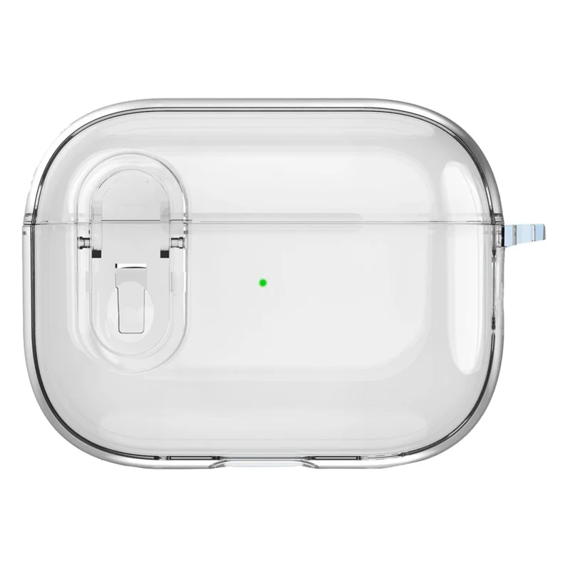 For Apple AirPods Pro TPU Case Buckle Design Bluetooth-compatible Earphone Clear Cover with Carabiner - Transparent