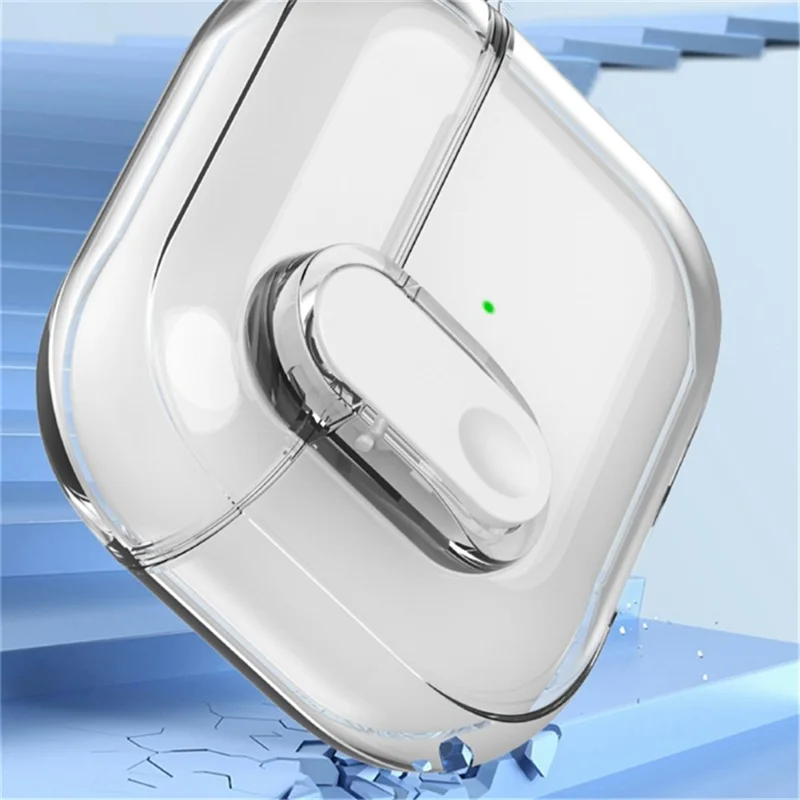 For Apple AirPods Pro TPU Case Buckle Design Bluetooth-compatible Earphone Clear Cover with Carabiner - Transparent
