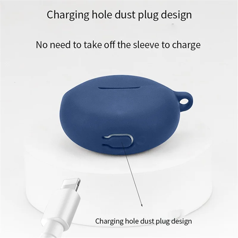 For HONOR MOECEN X5e Flexible Earphone Cover Silicone Case Bluetooth-compatible Headset Sleeve with Buckle - Dark Blue