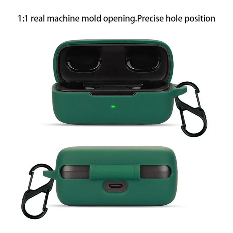 TWS Headset Sleeve for EarFun Free Pro 3 Earphone Cover Silicone Case with Buckle - Blackish Green