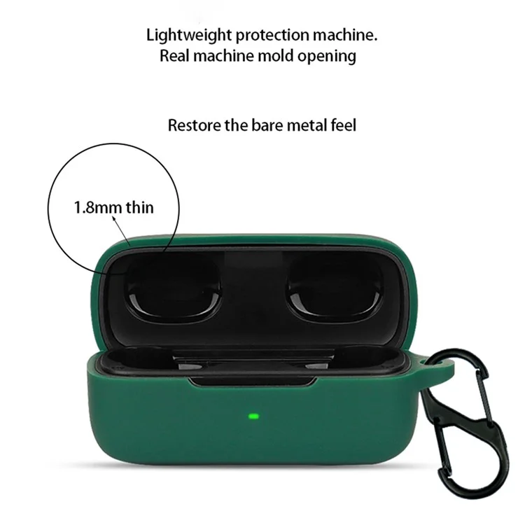 TWS Headset Sleeve for EarFun Free Pro 3 Earphone Cover Silicone Case with Buckle - Blackish Green