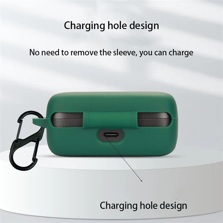 TWS Headset Sleeve for EarFun Free Pro 3 Earphone Cover Silicone Case with Buckle - Blackish Green
