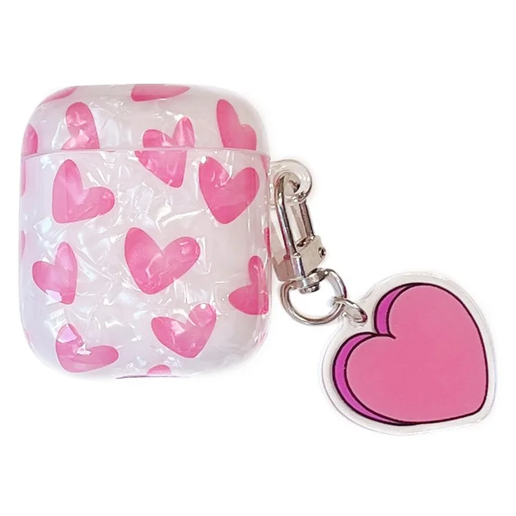 Para Apple AirPods com Estojo de Carregamento (2016) / (2019) / AirPods com Estojo de Carregamento Sem Fio (2019) Capa Suave de TPU com Fivela, Decoração de Coração