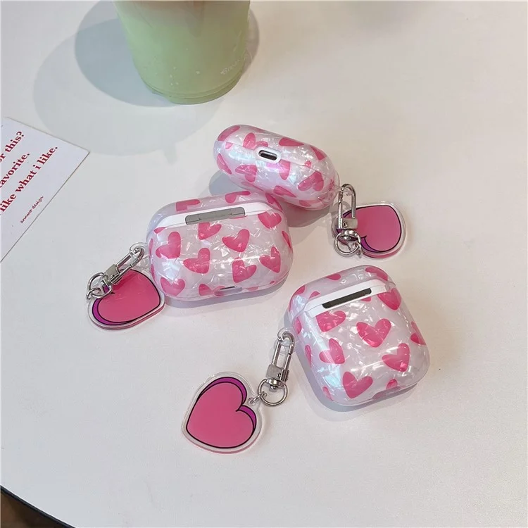 Para Apple AirPods com Estojo de Carregamento (2016) / (2019) / AirPods com Estojo de Carregamento Sem Fio (2019) Capa Suave de TPU com Fivela, Decoração de Coração