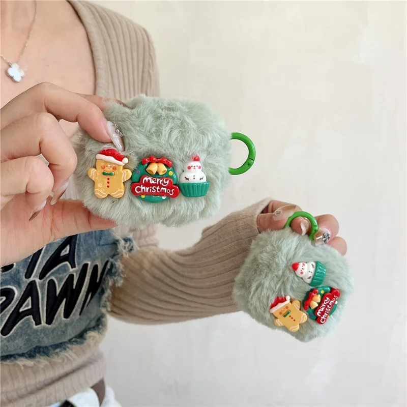 Til Apple AirPods 3 Gave Julenis Ørepindesskalk Blød Pels TPU Beskyttelsesdæksel med Ringbeslag