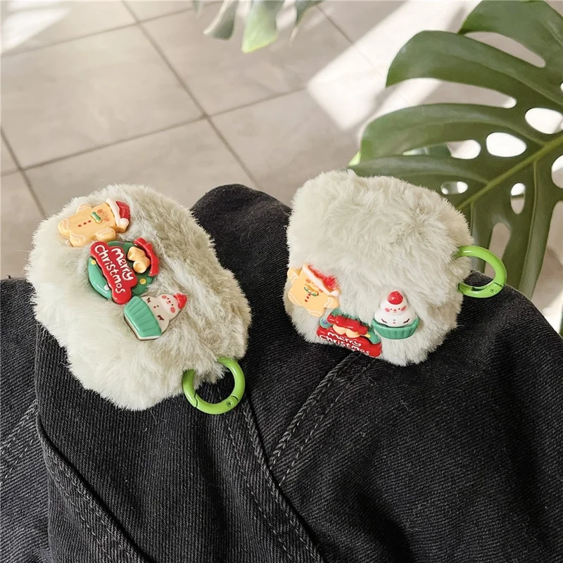Til Apple AirPods 3 Gave Julenis Ørepindesskalk Blød Pels TPU Beskyttelsesdæksel med Ringbeslag