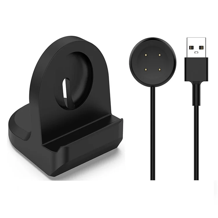 Für Google Pixel Watch 2 Silikonladegerät-Halter mit USB-Ladekabel, Anti-Rutsch-Smartwatch-Ladegerät-Ständer - Schwarz
