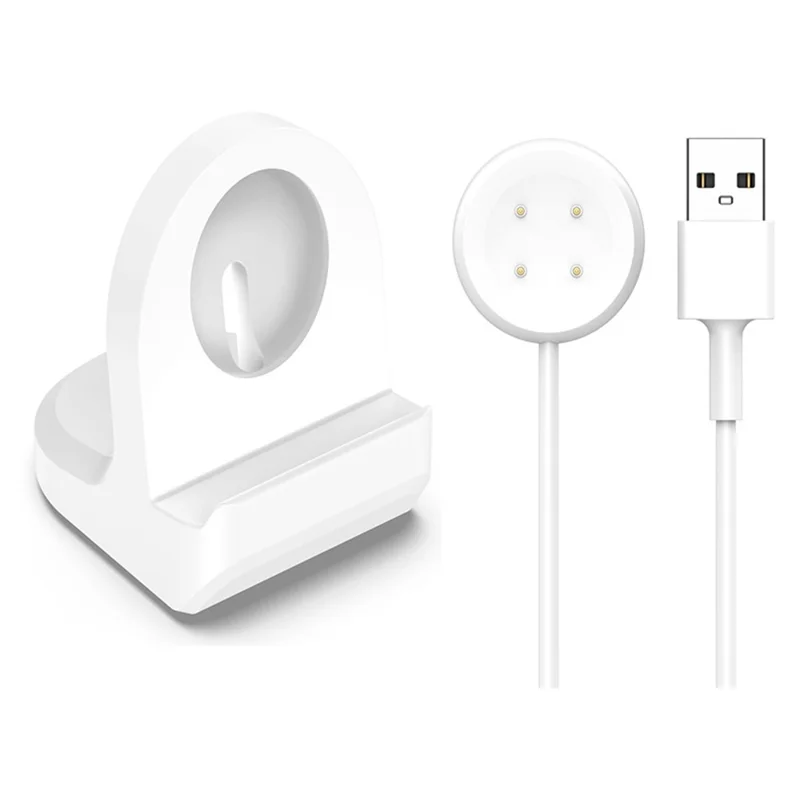 For Google Pixel Watch 2 Silicone Charger Holder with USB Charging Cable Anti-Slip Smart Watch Charger Stand - White