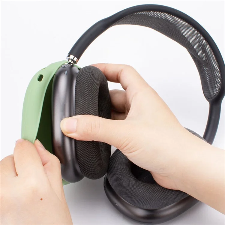 Para AirPods Max Auricular Silicona Cáscara Auricular Cubierta Auricular Cubierta Headbeam Bolsa de Almacenamiento Conjunto - Matcha Green
