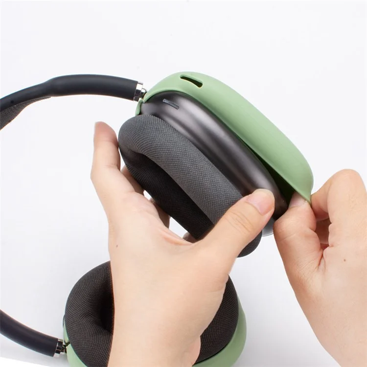Para AirPods Max Auricular Silicona Cáscara Auricular Cubierta Auricular Cubierta Headbeam Bolsa de Almacenamiento Conjunto - Matcha Green