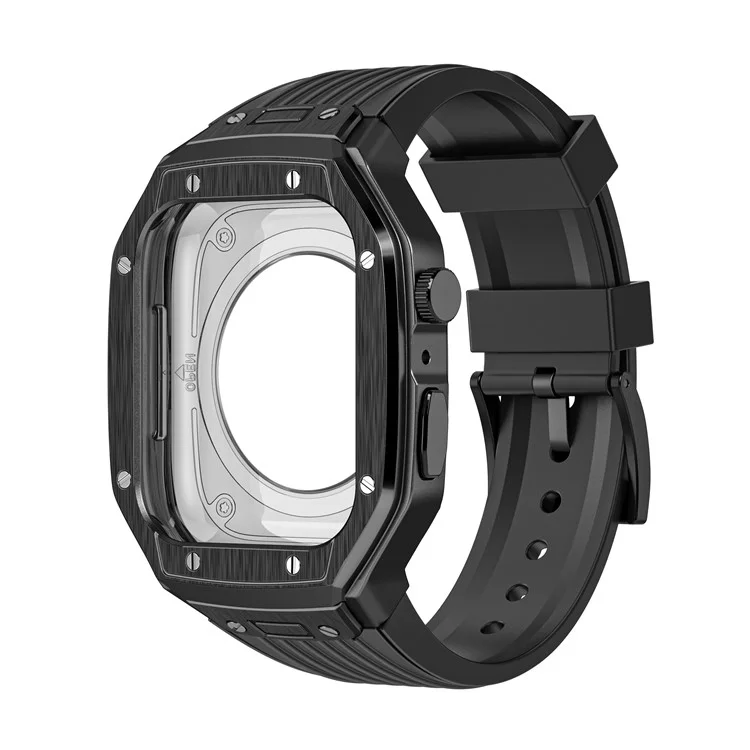 Pour Apple Watch Series 9 8 7 45mm / 6 5 4 SE SE (2022) SE (2023) 44mm Bracelet de montre intégral avec boîtier - Noir