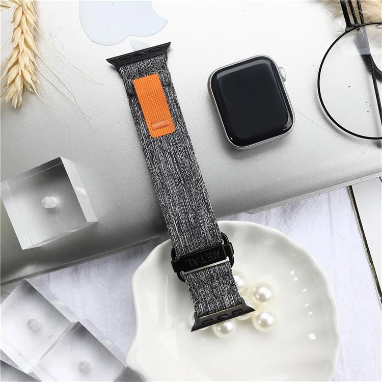 Ремешок для умных часов Apple Watch Series 10 42 мм / 9 8 7 41 мм / SE (2023) SE (2022) SE 6 5 4 40 мм / 3 2 1 38 мм Canvas Loop - черный / серый