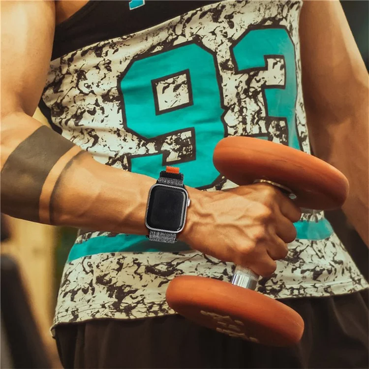 Ремешок для умных часов Apple Watch Series 10 42 мм / 9 8 7 41 мм / SE (2023) SE (2022) SE 6 5 4 40 мм / 3 2 1 38 мм Canvas Loop - черный / серый