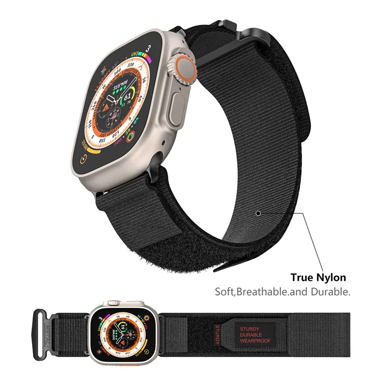 Watch Band for Apple Watch Series 10 42mm / 9 8 7 41mm / SE (2023) SE (2022) SE 6 5 4 40mm / 3 2 1 38mm Nylon Watch Band Braided Strap - Black