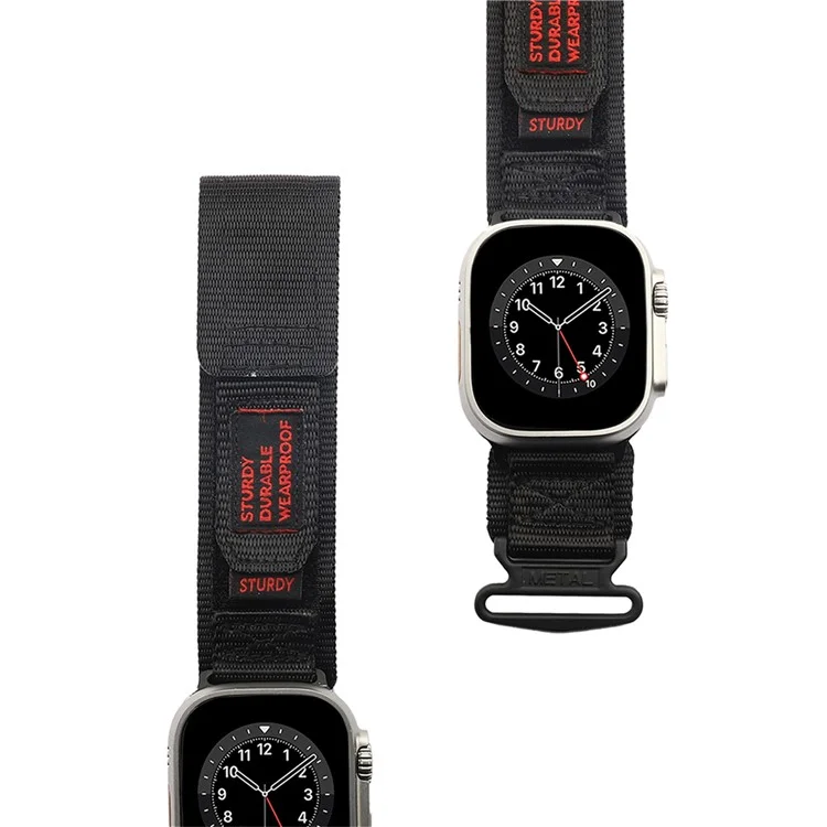 Watch Band for Apple Watch Series 10 42mm / 9 8 7 41mm / SE (2023) SE (2022) SE 6 5 4 40mm / 3 2 1 38mm Nylon Watch Band Braided Strap - Black