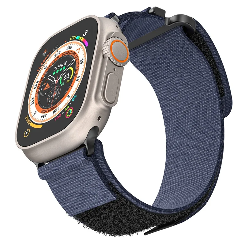 Für Apple Watch 10 46mm / Ultra 2 / Ultra 49mm / 9 8 7 45mm / SE (2023) SE (2022) SE 6 5 4 44mm / 3 2 1 42mm Uhrenarmband Nylon Strap - Navy Blue
