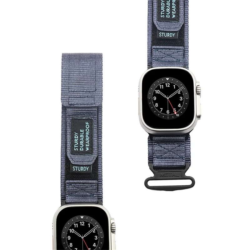 Für Apple Watch 10 46mm / Ultra 2 / Ultra 49mm / 9 8 7 45mm / SE (2023) SE (2022) SE 6 5 4 44mm / 3 2 1 42mm Uhrenarmband Nylon Strap - Navy Blue