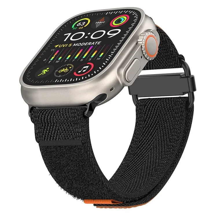Для Apple Watch 10 46 мм / Ultra 2 / Ultra 49 мм / 9 8 7 45 мм / SE (2023) SE (2022) SE 6 5 4 44 мм / 3 2 1 42 мм Ремешок для часов Nylon Watch Band - Чёрный