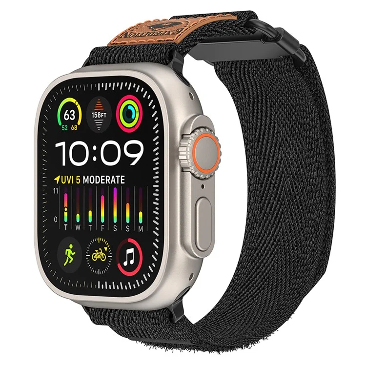 Для Apple Watch 10 46 мм / Ultra 2 / Ultra 49 мм / 9 8 7 45 мм / SE (2023) SE (2022) SE 6 5 4 44 мм / 3 2 1 42 мм Ремешок для часов Nylon Watch Band - Чёрный