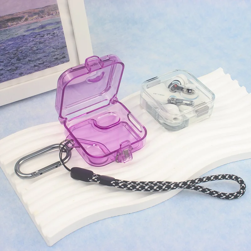 For Nothing Ear (2) Anti-Scratch PC Case Bluetooth-compatible Headset Sleeve Earphone Cover - Transparent Purple