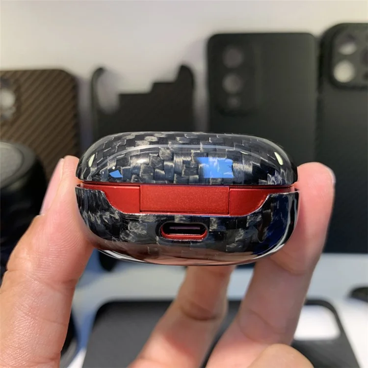 Für Samsung Galaxy Buds Pro Aramid-Faser-Etui Bluetooth-Headset-Hülle Kopfhörer-Cover - Glänzendes Schwarz