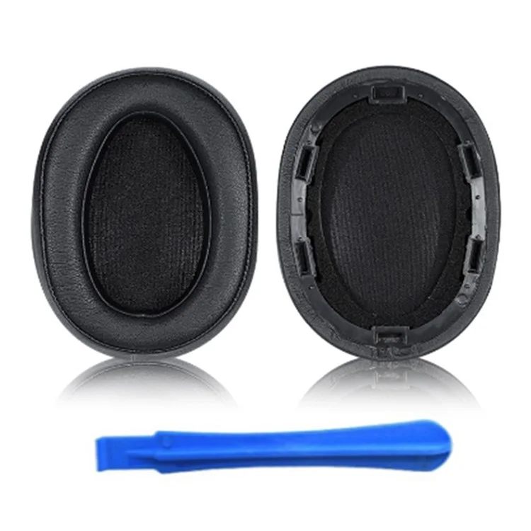 1 Pair For Sony MDR-100ABN / WH-H900N Headphone Ear Pads Protein Leather Cushions with Mini Crowbar - Black
