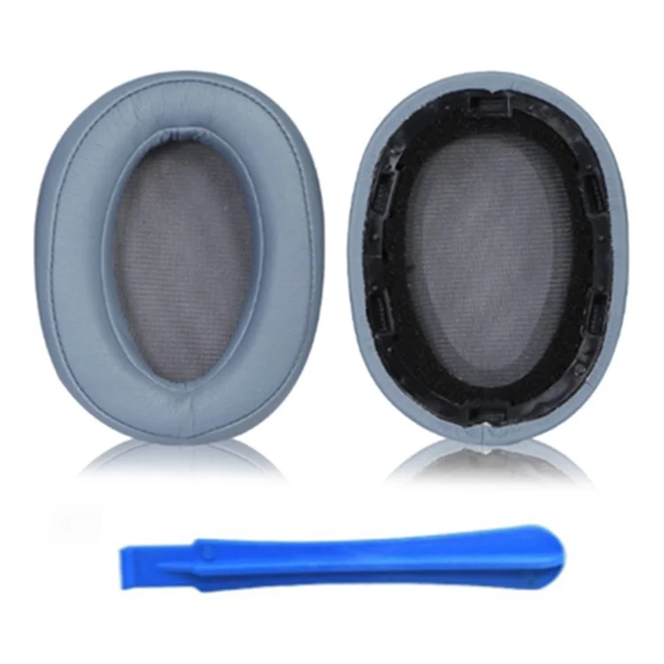 1 Pair For Sony MDR-100ABN / WH-H900N Headphone Ear Pads Protein Leather Cushions with Mini Crowbar - Blue