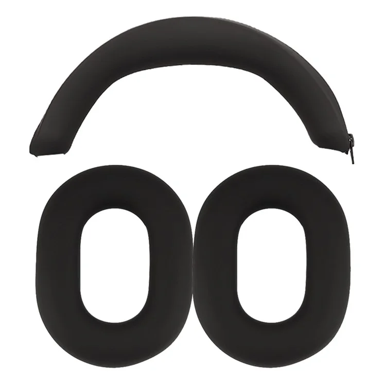 Para o Sony INZONE H7 Headphone Soft Silicone Head Beam Sleeve + Earpad Covers Set - Preto