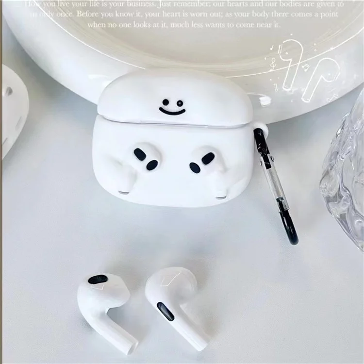 Для Apple AirPods 3 Cartoon Expression Silicone Cover Earphone Anti-drop Case with Anti-lost Buckle