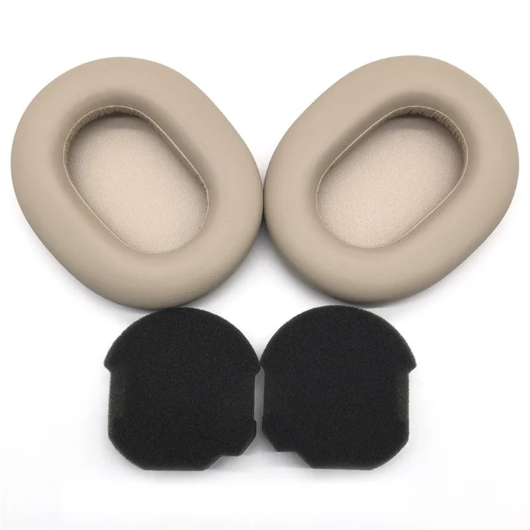 1 par de almohadillas para Sony WH-1000XM5 de cuero de proteína y espuma de memoria - Plata platino