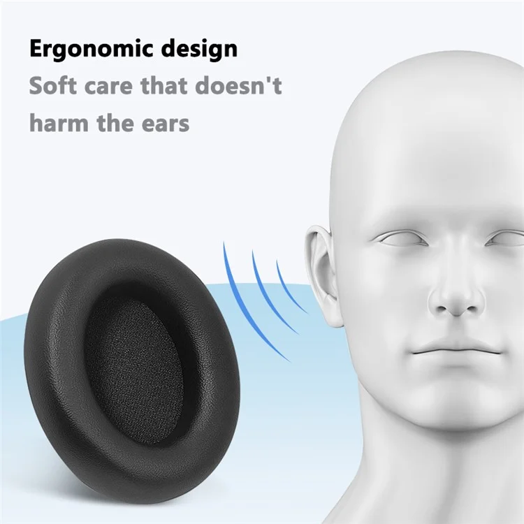 1 Pair For Beats Studio Pro Ear Cushions Protein Leather + Memory Foam Headphone Earpads - Black