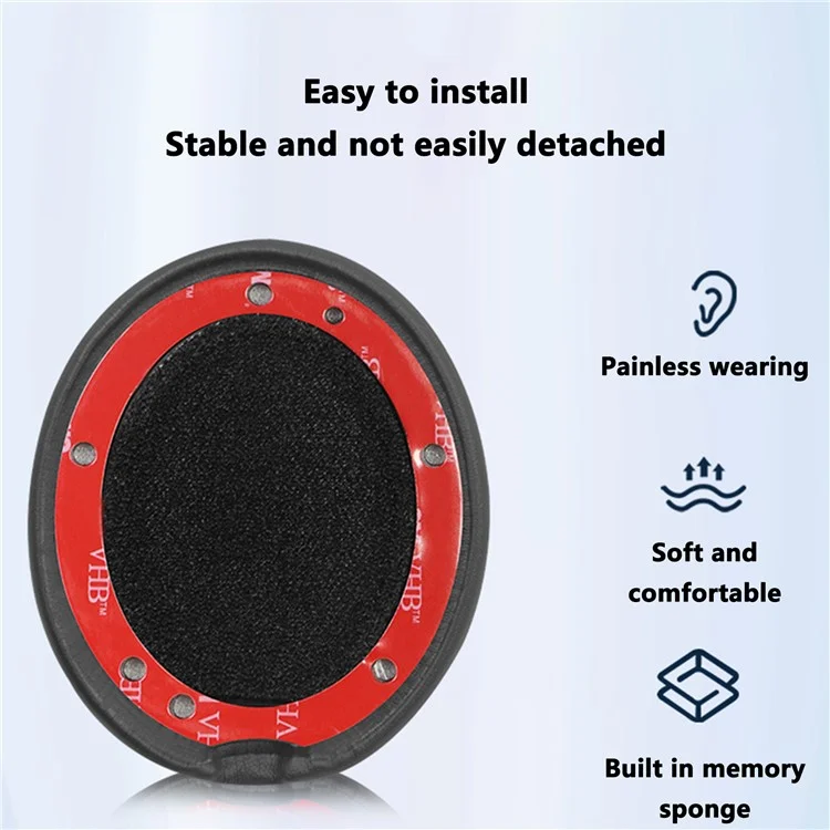 1 Pair For Beats Studio Pro Ear Cushions Protein Leather + Memory Foam Headphone Earpads - Black