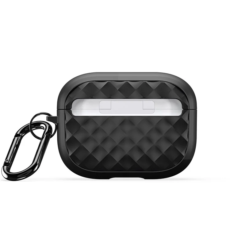 DUX DUCIS PECC Series Earbuds Box Case for Apple AirPods Pro 2 TPU+PC Earphone Cover with Carabiner - Black+Black