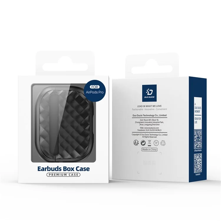 DUX DUCIS PECC Series Per Apple AirPods 3 Custodia per Auricolari Motivo a Rombo Custodia Protettiva con Moschettone - Nero
