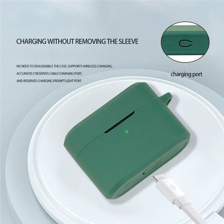Pour 1MORE Q30 Bluetooth Headset Sleeve Silicone Case with Buckle - Blackish Green