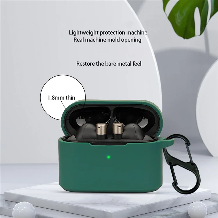 Pour 1MORE Q30 Bluetooth Headset Sleeve Silicone Case with Buckle - Blackish Green