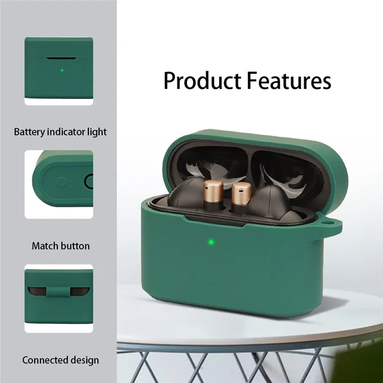 Pour 1MORE Q30 Bluetooth Headset Sleeve Silicone Case with Buckle - Blackish Green