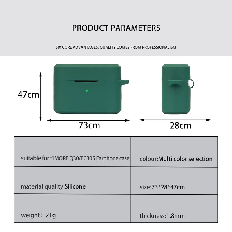 Pour 1MORE Q30 Bluetooth Headset Sleeve Silicone Case with Buckle - Blackish Green