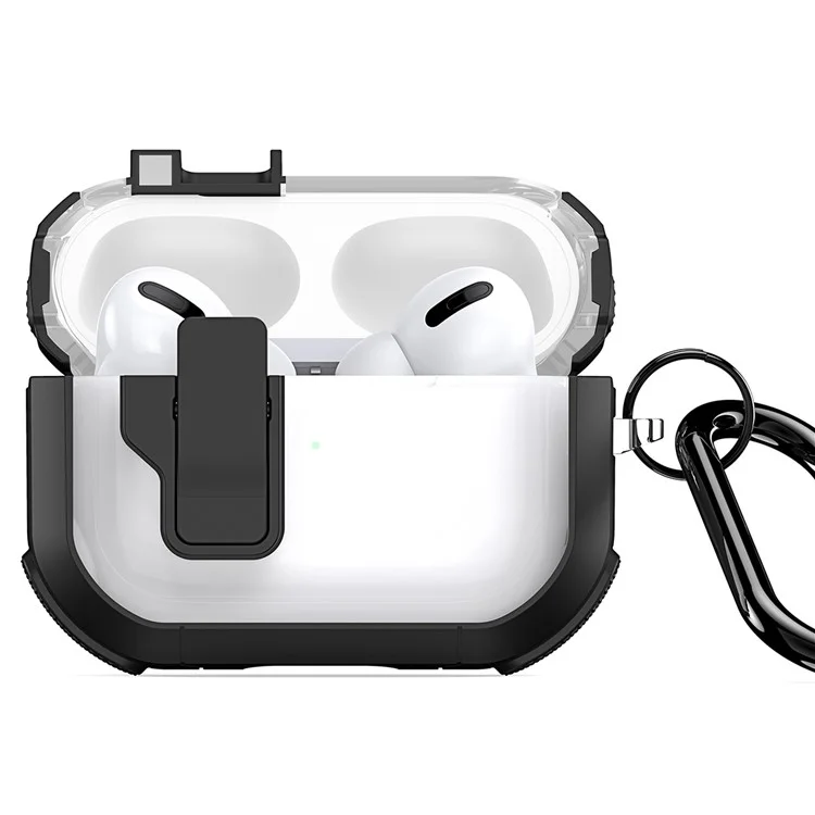 DUX DUCIS Serie PECN para Estuche de auriculares Apple AirPods Pro 2 Cubierta de auricular de doble color con gancho - Negro+Negro 