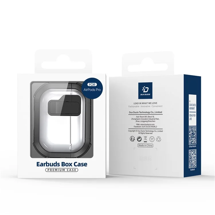 DUX DUCIS Serie PECN para Estuche de auriculares Apple AirPods Pro 2 Cubierta de auricular de doble color con gancho - Negro+Negro 