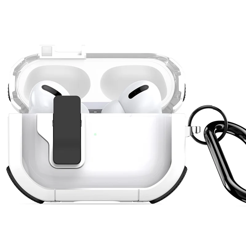 DUX DUCIS PECN Series for Apple AirPods Pro 2 Earphone Case Dual Color Earbud Cover with Hook - White+Black