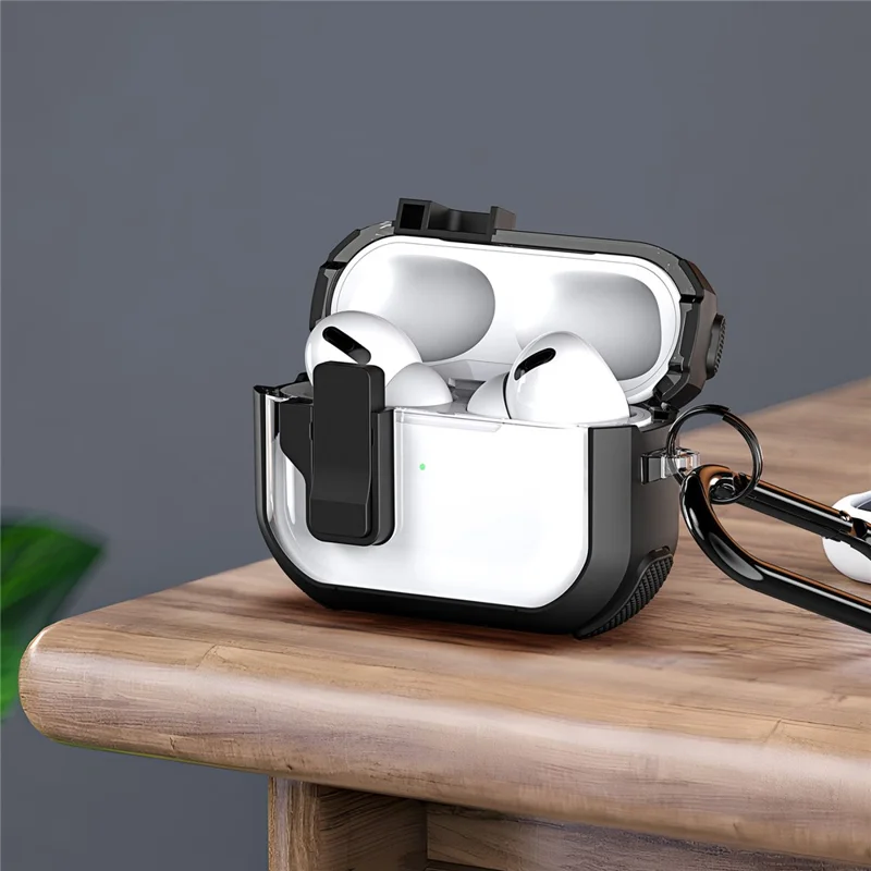 DUX DUCIS PECN Series for Apple AirPods Pro 2 Earphone Case Dual Color Earbud Cover with Hook - White+Black