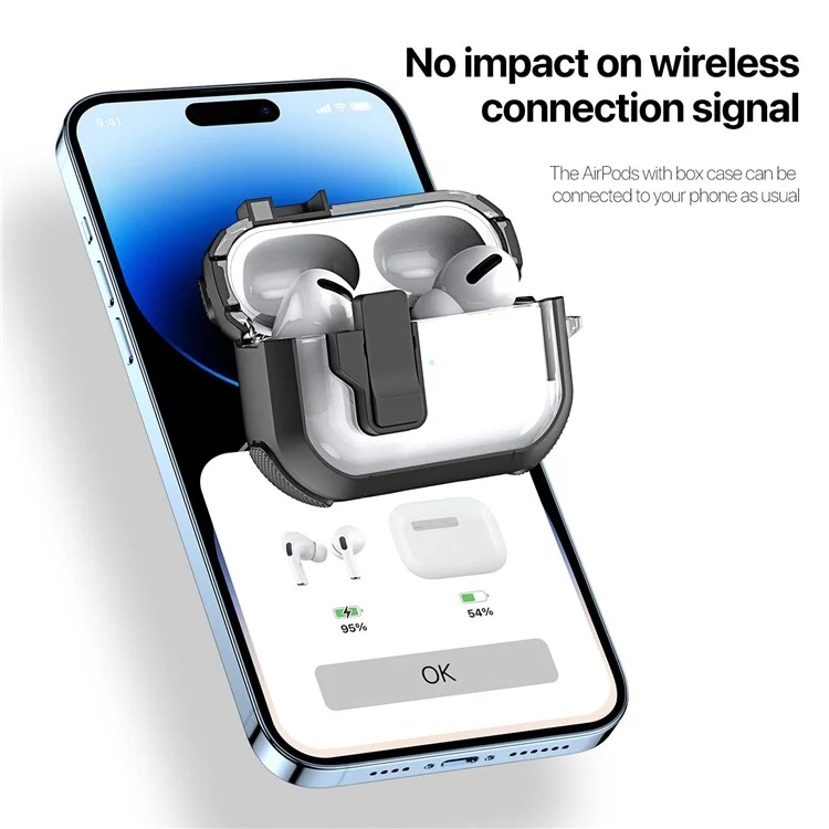 DUX DUCIS PECN Series for Apple AirPods Pro PC+TPU Case Lock Design Earphone Cover with Hook - Green+Black
