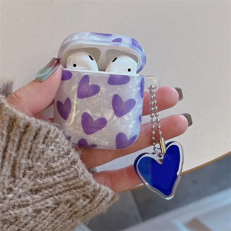 Capa TPU para AirPods com Case de Carregamento (2016) / (2019) / AirPods com Case de Carregamento Sem Fio (2019) Caso Anti-queda - Roxo