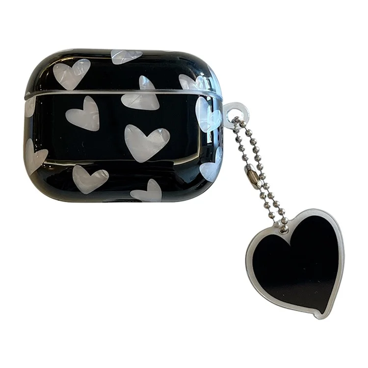 Pour Apple AirPods Pro Coque de protection en TPU texturée avec motif en forme de cœur - Noir