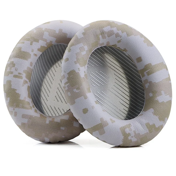 For BOSE QC35  /  QC35 II Camouflage Pattern Protein Leather + Sponge Ear Cushions with Crowbar - Grey Camouflage+Black Pad